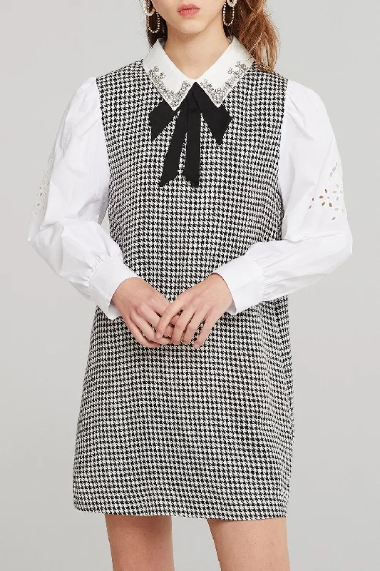 Joyce Jeweled Collar Shirt Dress