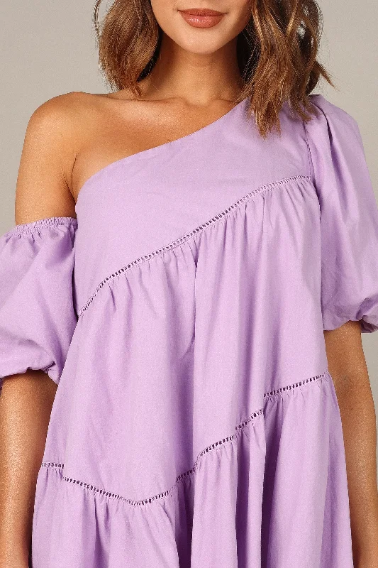 Lottie Off Shoulder Mini Dress - Lilac