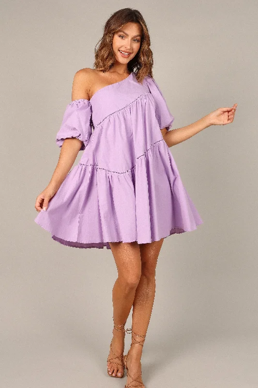 Lottie Off Shoulder Mini Dress - Lilac