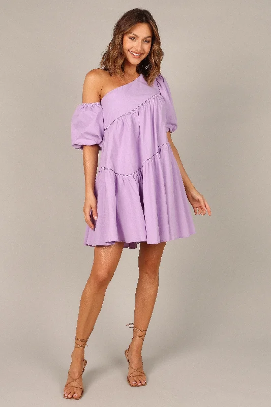 Lottie Off Shoulder Mini Dress - Lilac