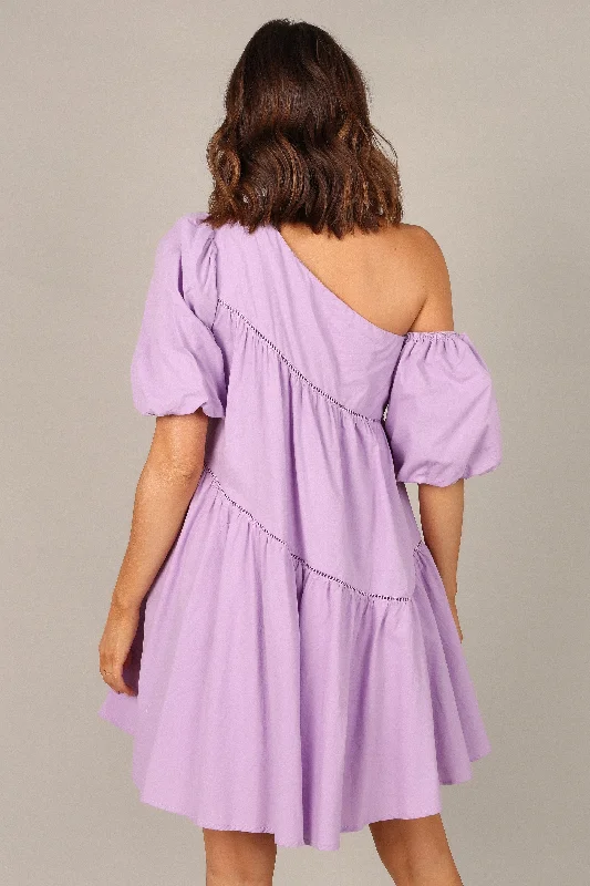 Lottie Off Shoulder Mini Dress - Lilac