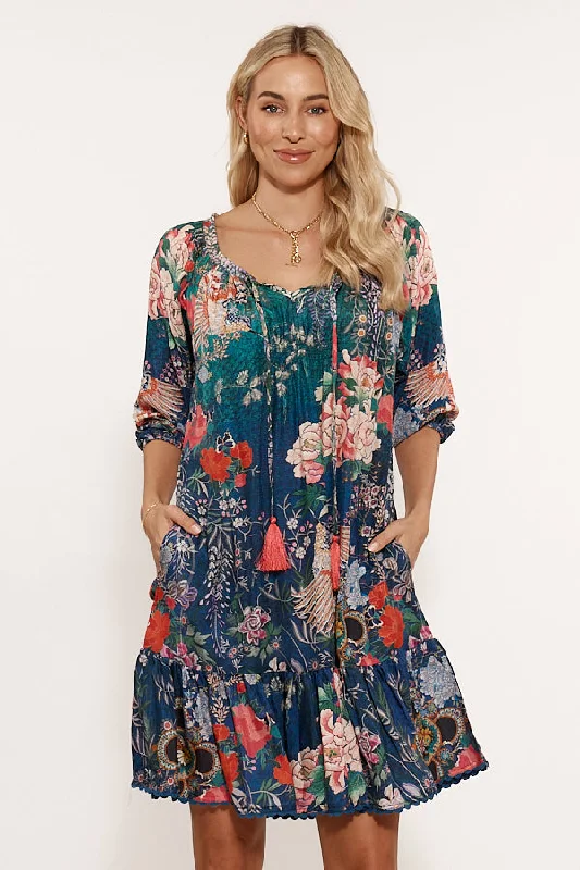 Lula Life - Wisteria Shirred Dress - Print