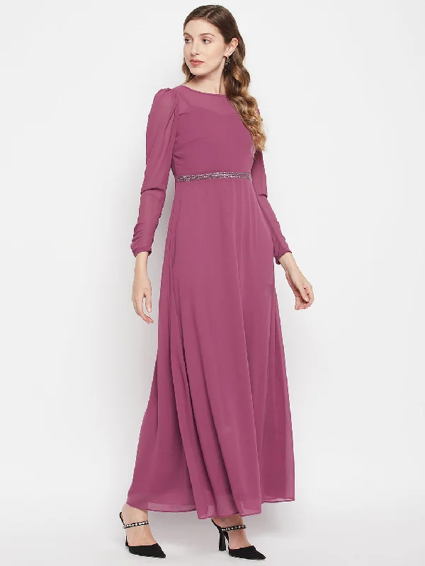 Madame Embellished Waist Band Black Maxi Dress