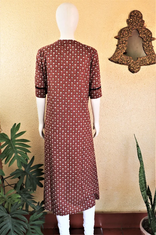 Maroon Kurta With Ikkat Patch