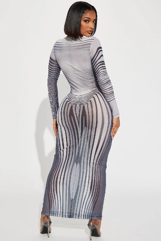 Masterpiece Mesh Maxi Dress - Grey/combo