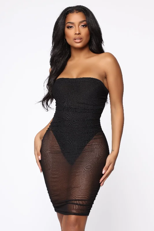 Meet Me In The Club Ruched Mini Dress - Black