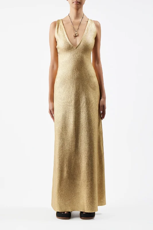 Melitta Knit Dress in Gold Merino Wool