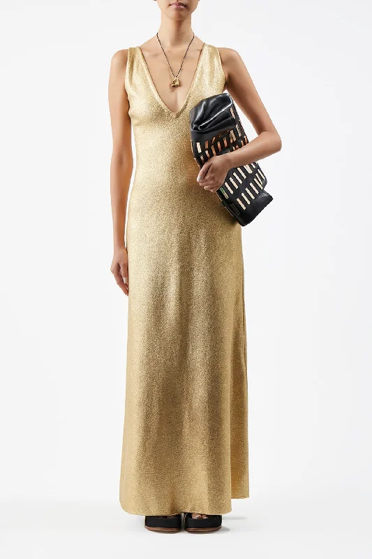 Melitta Knit Dress in Gold Merino Wool