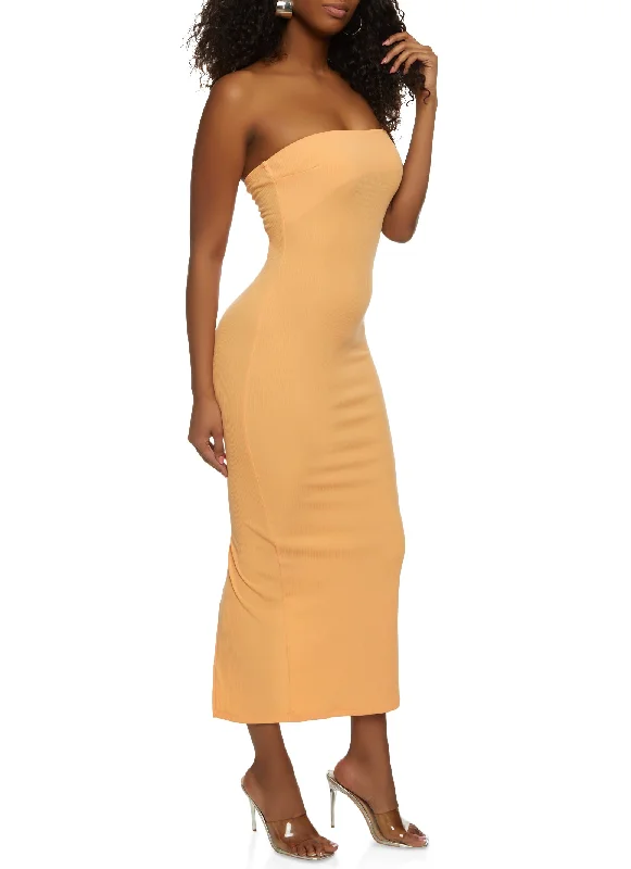 Haute Monde Back Slit Tube Maxi Dress