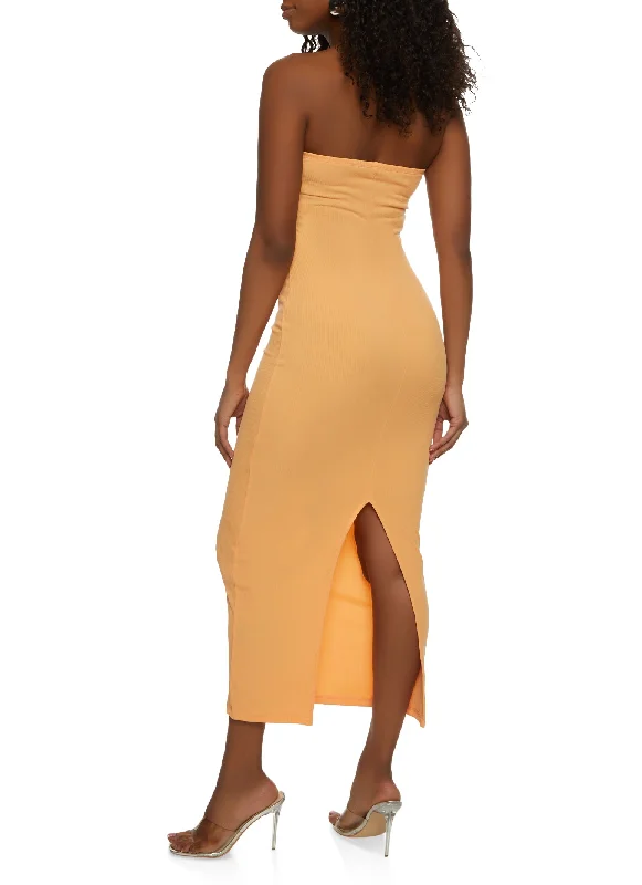 Haute Monde Back Slit Tube Maxi Dress