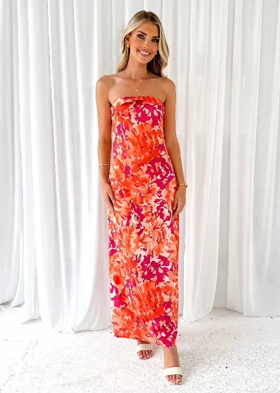 Relor Strapless Maxi Dress - Orange Splash