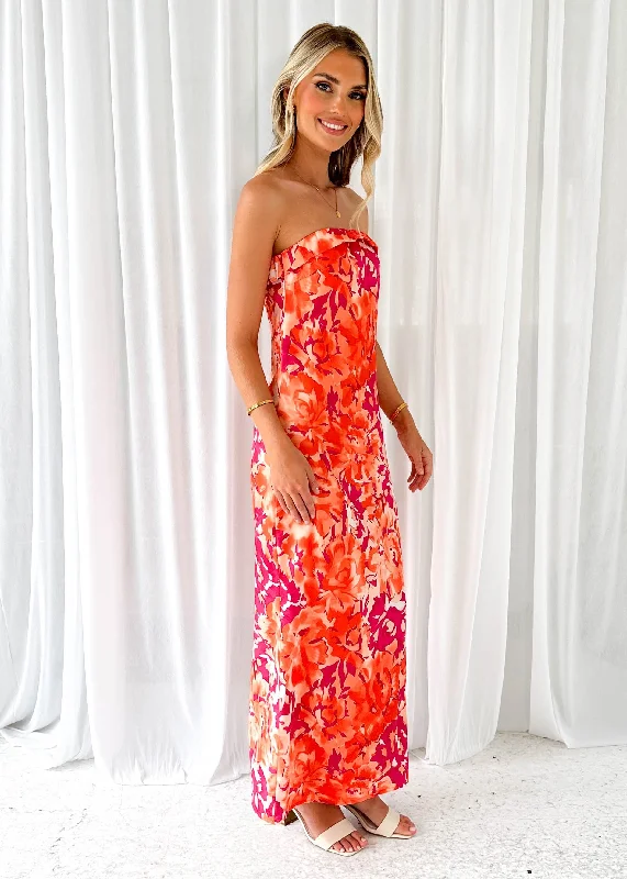 Relor Strapless Maxi Dress - Orange Splash