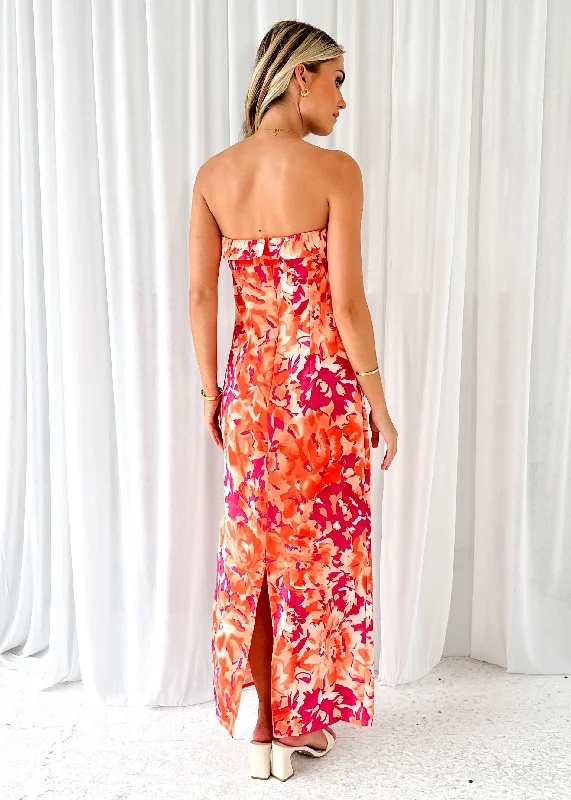 Relor Strapless Maxi Dress - Orange Splash