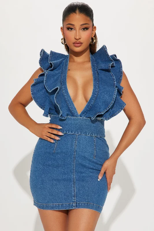 Renae Denim Mini Dress - Blue