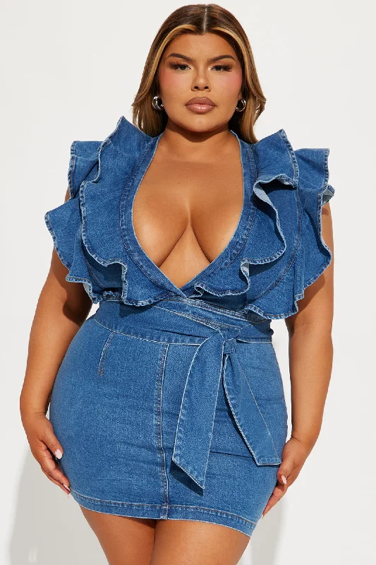 Renae Denim Mini Dress - Blue