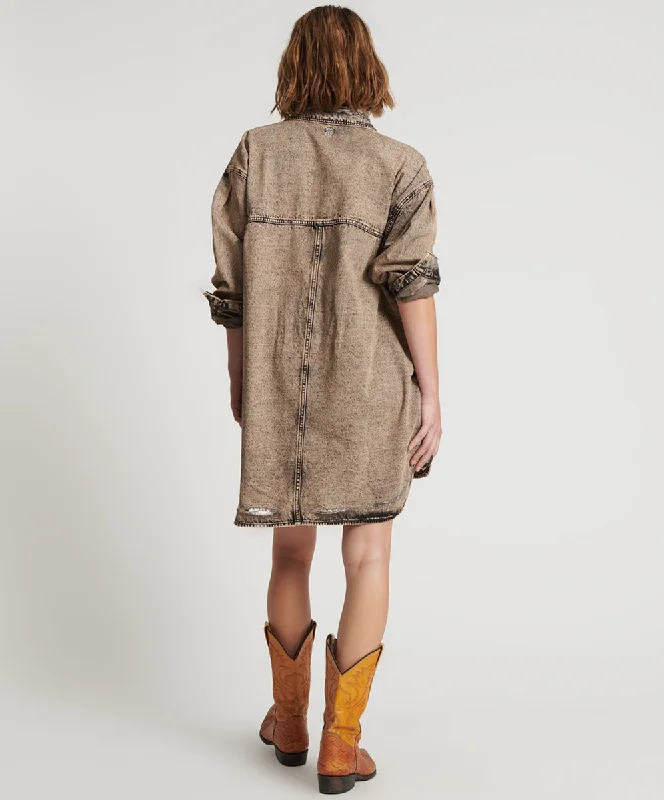 RUST DENIM SHIRT DRESS