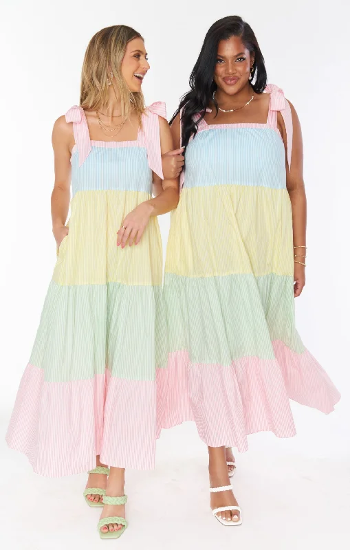 Sabrina Maxi Dress ~ Mixed Easter Stripe