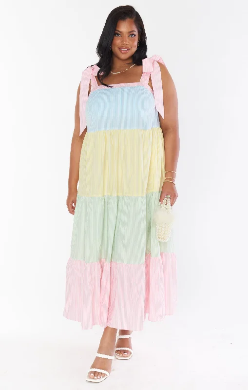 Sabrina Maxi Dress ~ Mixed Easter Stripe