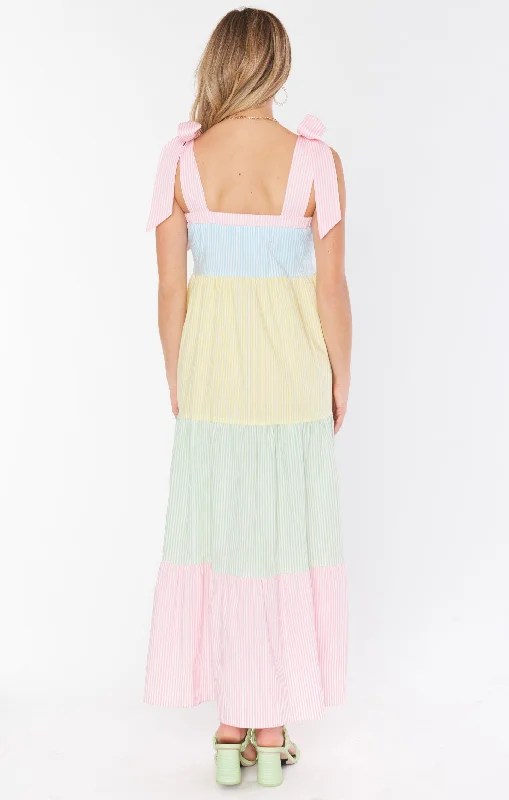 Sabrina Maxi Dress ~ Mixed Easter Stripe