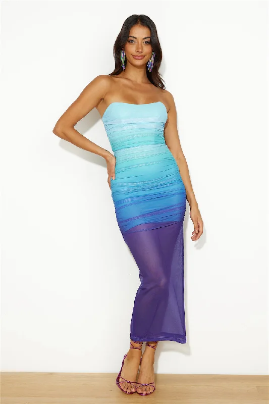 Splashing Out Mesh Maxi Dress Blue