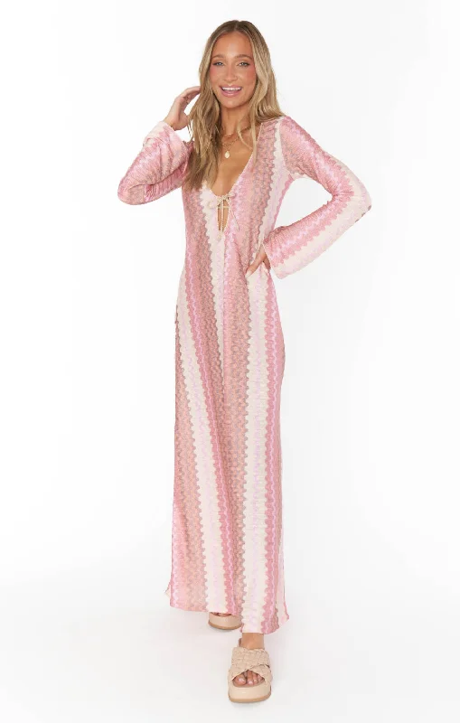 Vacay Coverup ~ Pink Groovy Knit