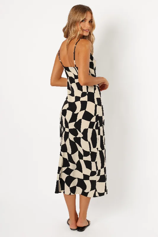 Winnie Wrap Maxi Dress - Black Print