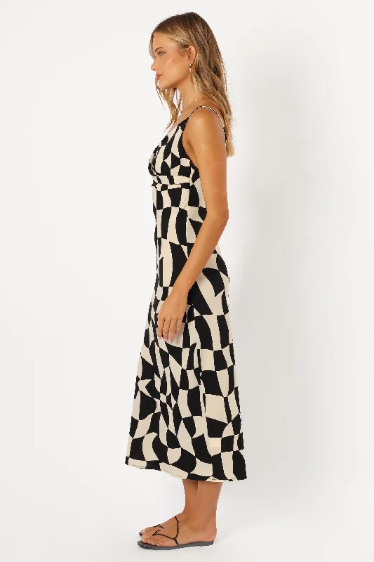 Winnie Wrap Maxi Dress - Black Print