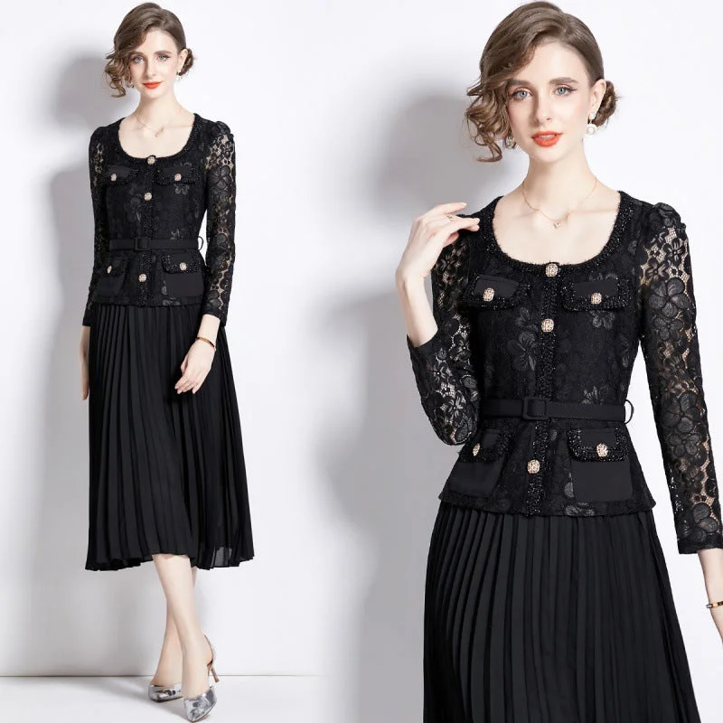 Women's Autumn Dress Light Luxury Slimming Lace Dresses