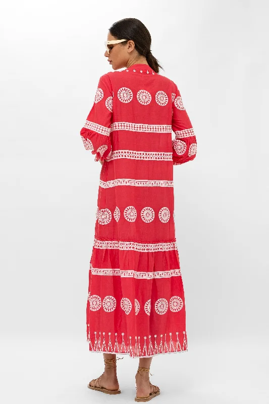 Long Sleeve Cuff Maxi- Soleil Red