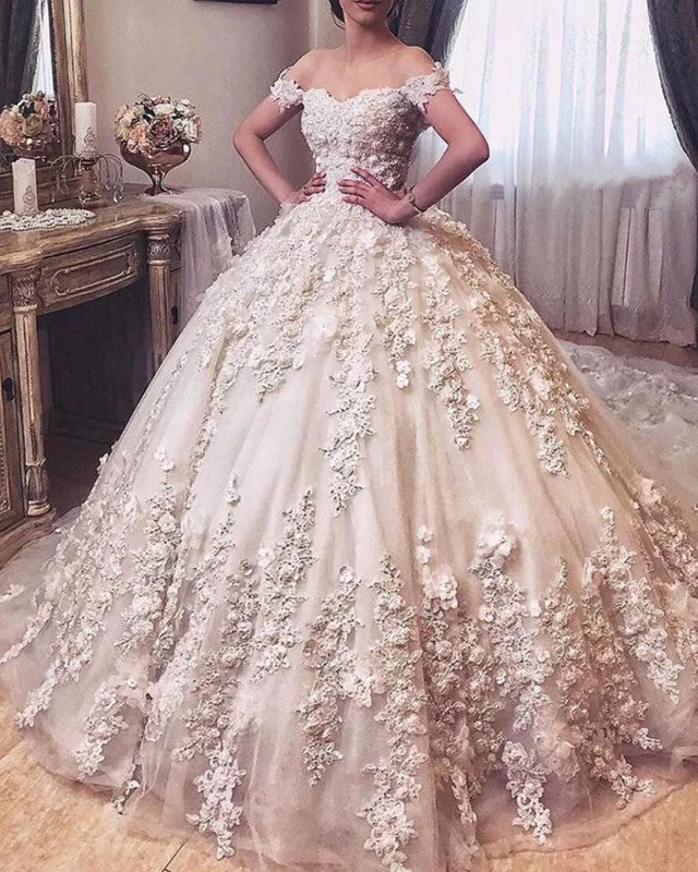 Lace Wedding Dress Ball Gown Off The Shoulder