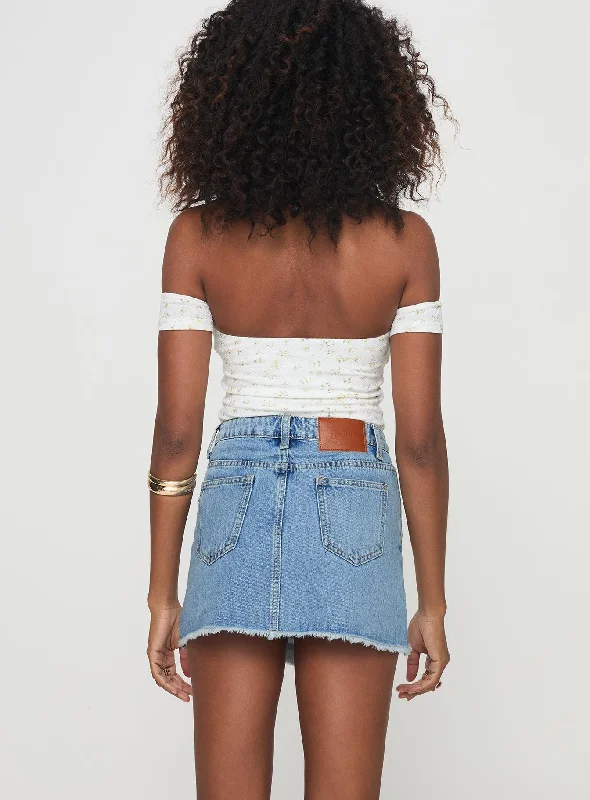 Barbuto Denim Wrap Mini Skirt Light Wash