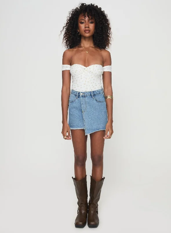 Barbuto Denim Wrap Mini Skirt Light Wash