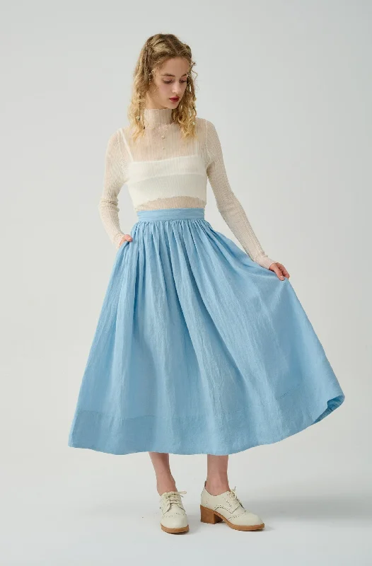 DAISY 03 | BLUE LINEN SKIRT