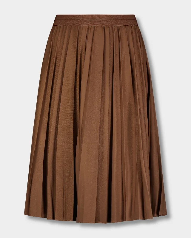 PLEATED SKIRT 27""-MEDIUM BROWN