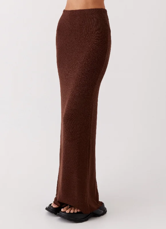 Delicate Lady Knit Maxi Skirt - Chocolate