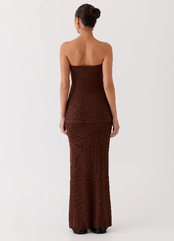 Delicate Lady Knit Maxi Skirt - Chocolate