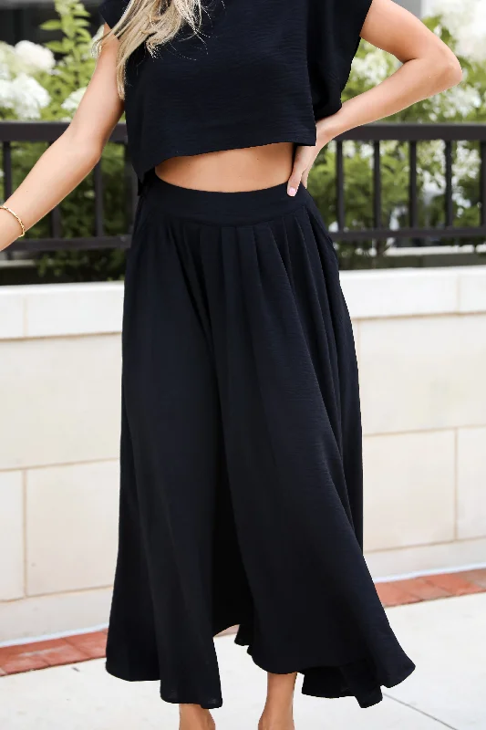 Effortless Escape Black Maxi Skirt - DU DEAL