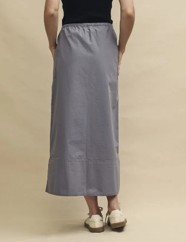 Grey Tie Waist Cargo Midi Skirt