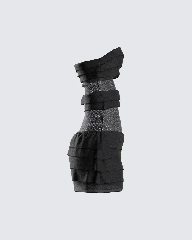 Issa Black Tiered Mini Dress