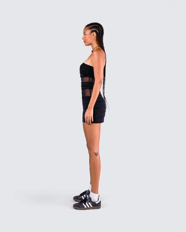 Issa Black Tiered Mini Dress