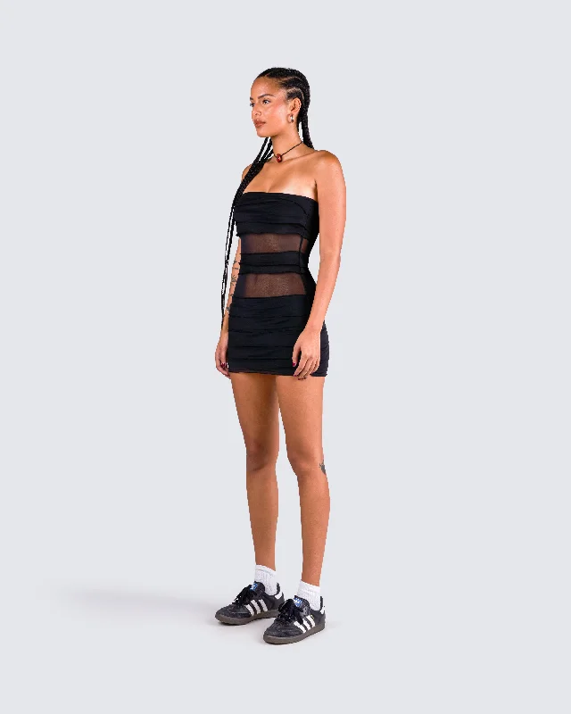 Issa Black Tiered Mini Dress