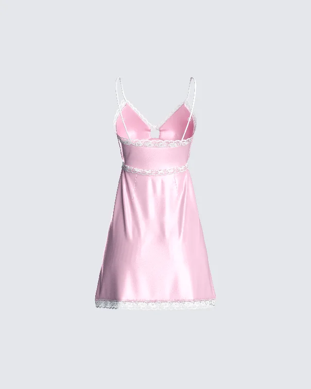 Marsha Pink Satin Mini Dress