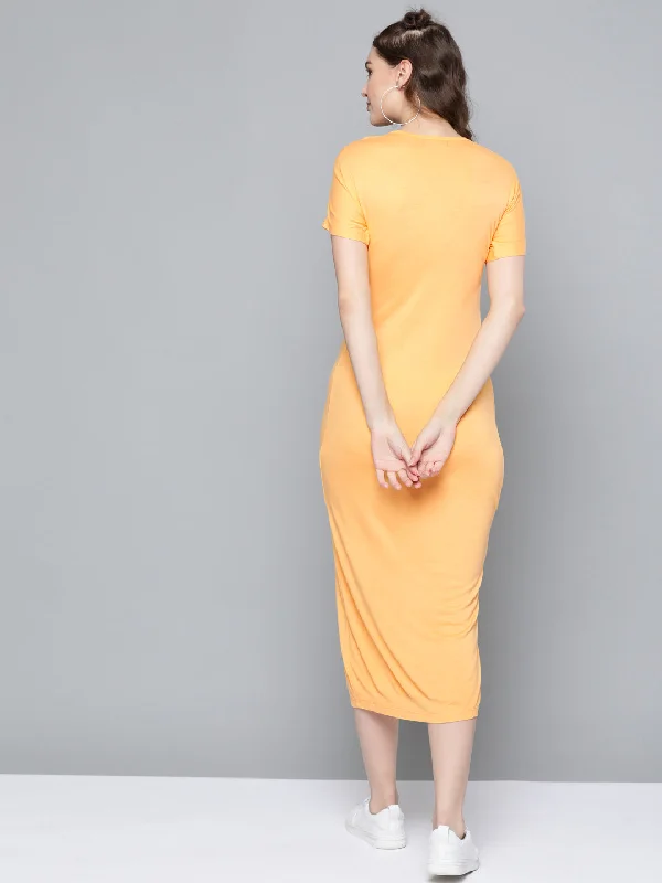 Mustard Front Knot Maxi Dress