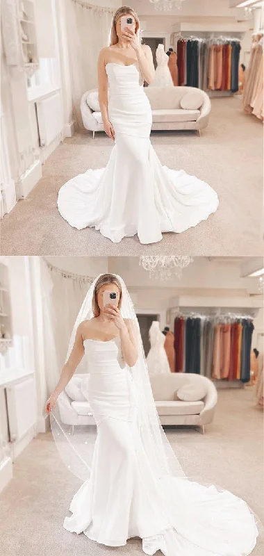 New Arrival Strapless Mermaid Vintage Garden Beach Long Wedding Dresses WD206