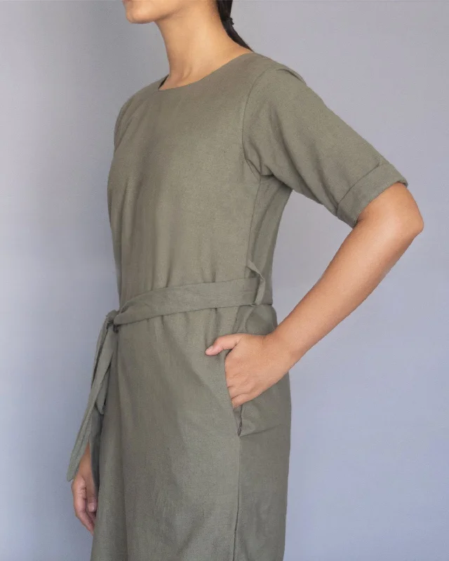 Olive Cocoon Dress