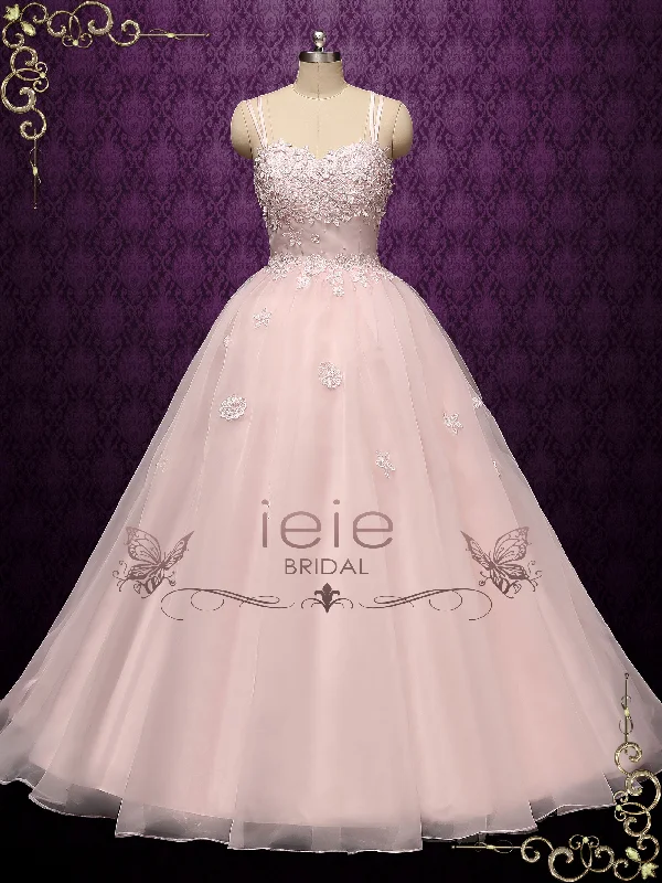 Petal Pink Ball Gown Dress with 3D Flowers | JESSIE