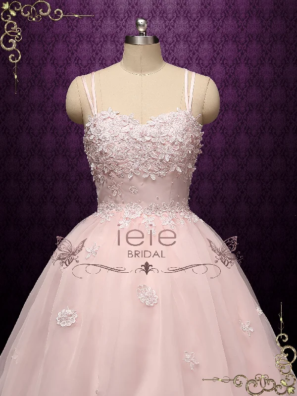 Petal Pink Ball Gown Dress with 3D Flowers | JESSIE