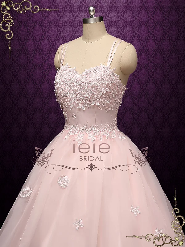 Petal Pink Ball Gown Dress with 3D Flowers | JESSIE