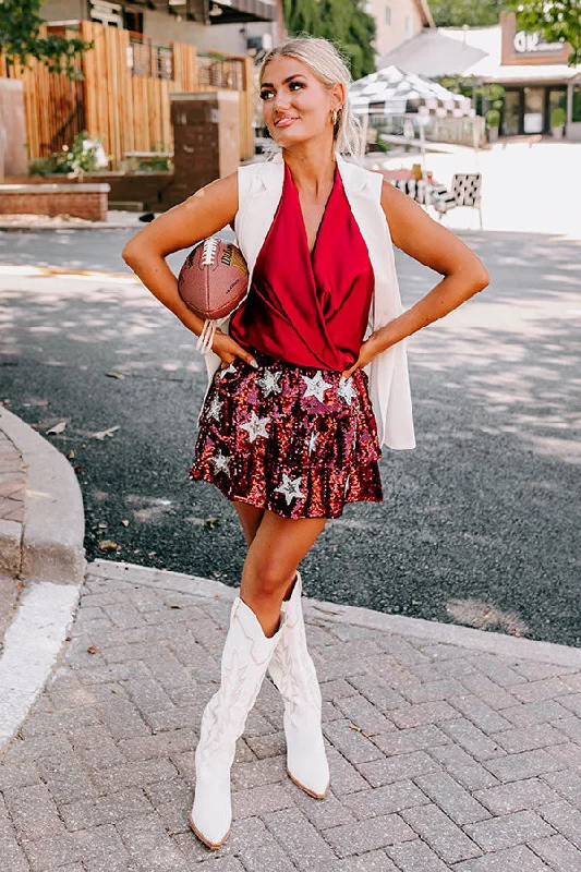 Pre-game Party Sequin Skirt in Maroon