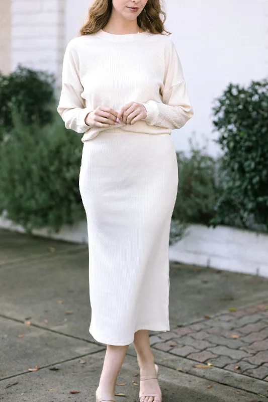 Raya Ribbed Midi Skirt